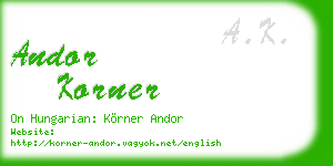andor korner business card